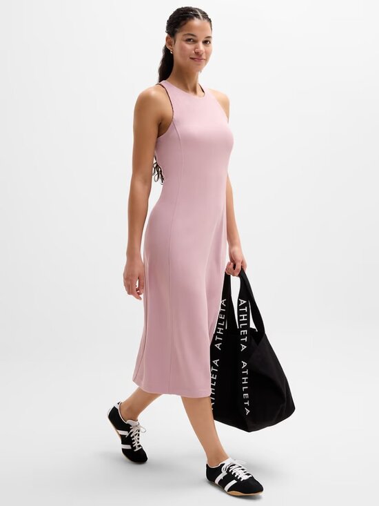 Athleta Seasoft Rib Midi Tank Dress In Pink Purple Size S Nwt